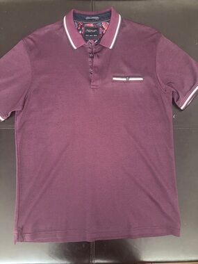 Men's Plum Short-Sleeve Polo with Contrast Trim